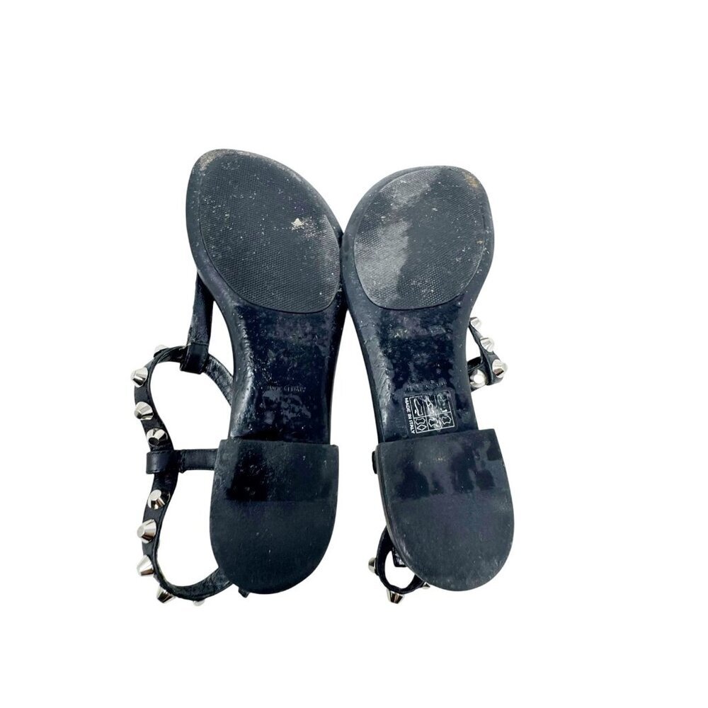 Balenciaga Paris Moto Stud Ankle T Strap thong Sandals Black Leather size 37 7 - Picture 10 of 13